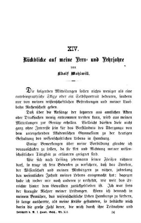 Rückblicke auf meine Lern- und Lehrjahre.