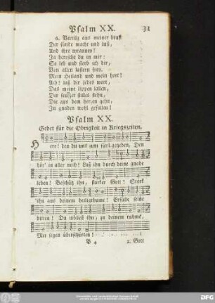 Psalm XX. Gebet für die Obrigkeit in Kriegszeiten.
