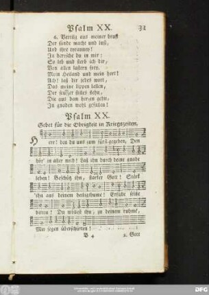 Psalm XX. Gebet für die Obrigkeit in Kriegszeiten.