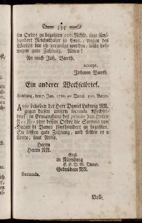 Ein anderer Wechselbrief