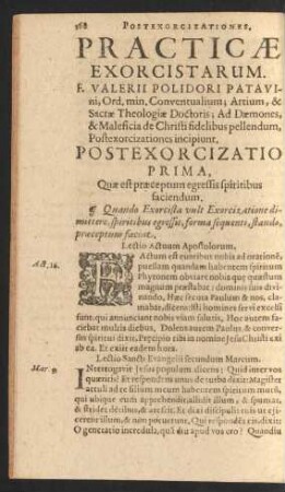 Postexorcizatio Prima, Quae est praeceptum egressis spiritibus faciendum.