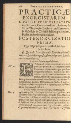 Postexorcizatio Prima, Quae est praeceptum egressis spiritibus faciendum.