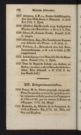 184-200, XIV. Kriegswissenschaften - XXII. Gewerbkunde