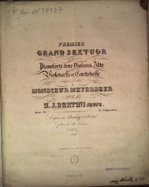 Premier grand sextuor : pour pianoforte, 2 violons, alto, violoncelle et contrebasse ; oeuv. 79