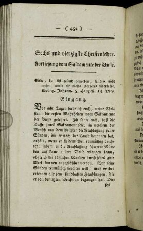 Sechs und vierzigste Christenlehre. Fortsetzung vom Sakramente der Busse.