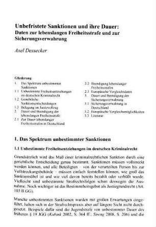 317-332, Unbefristete Sanktionen und ihre Dauer: Daten zur lebenslangen Freiheitsstrafe und zur Sicherungsverwahrung