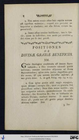 Positiones De Divinae Gratiae Beneficiis.