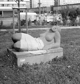 Liegende : Liegende. Stein . Plauen, Albertplatz