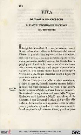 Vita di Paolo Franceschi e d'altri Fiamminghi discepoli del Tintoretto