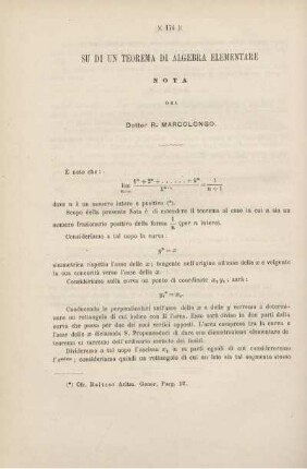 Su di un teorema di algebra elementare.