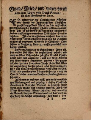 Zwey Decret des Trientischen Concili Warauff die Lere und haltung irer Kirchen stehen solle : Erkent auff den VIII. Aprilis dieses 1546. Jars ; Hie hastu fromer Christ zu sehen, was dir von diesem Concilio der Christlichen Religion halben zu erwarten sey
