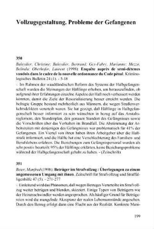 199-216, Vollzugsgestaltung. Probleme der Gefangenen