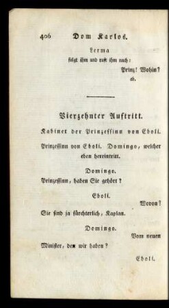 Vierzehnter Auftritt. Kabinet der Prinzessinn von Eboli