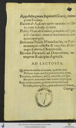 Ad Lectores