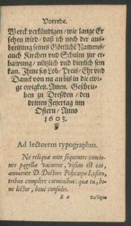 Ad lectorem typographus.