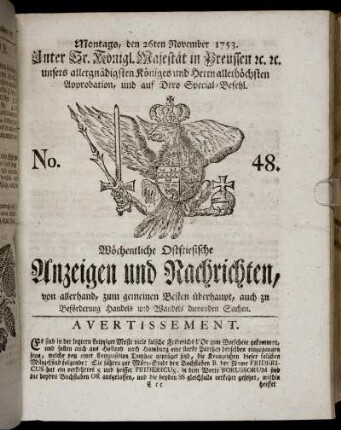 No. 48. Montags, den 26ten November, 1753.