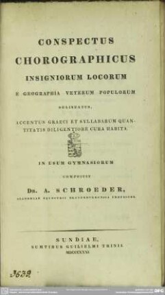 Conspectus chorographicus insigniorum locorum e geographia veterum populorum delineatus