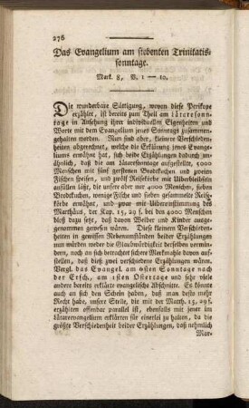 Das Evangelium am siebenten Trinitatissonntage. Mark. 8, V. 1-10