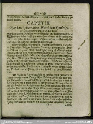 Caput III. Was das Reformation-Werck dem Hause Oesterreich geschadet, und noch schaden könte