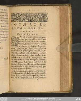 Notae Ad Librum I. Politicorum.