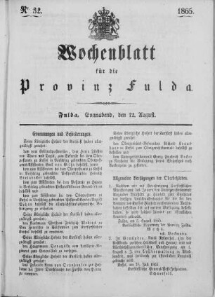 Nr. 32, Ausgabe vom 12. August 1865