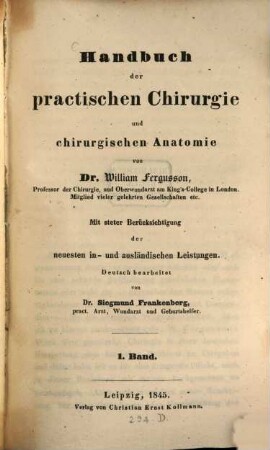 Handbuch der praktischen Chirurgie und chirurgischen Anatomie, 1