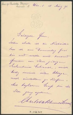Brief an Unbekannt : 10.03.1891