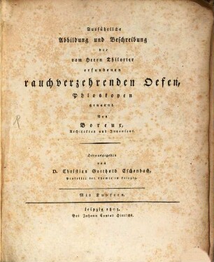 Abbildungen der von Henr. Thiloriter erfundenen rauchverzehrenden Oefen