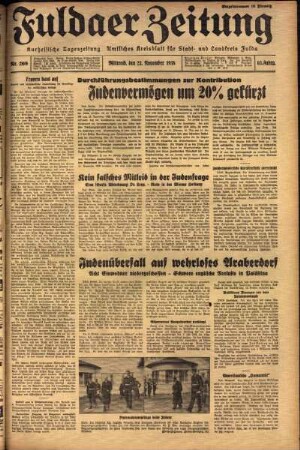 Ausgabe vom Mittwoch, den 23. November 1938.