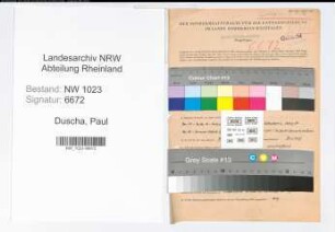 Entnazifizierung Paul Duscha , geb. 04.08.1909 ()