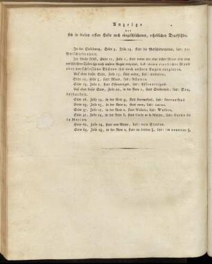 Anzeige der sich in diesem ersten Hefte noch eingeschlichenen, erheblichen Druckfehler.
