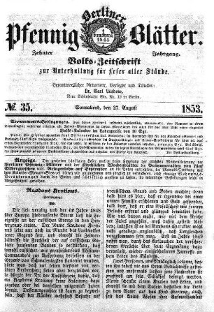 Nr. 35, Sonnabend, den 27. August
