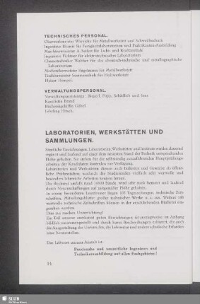 Laboratorien, Werkstätten Und Sammlungen