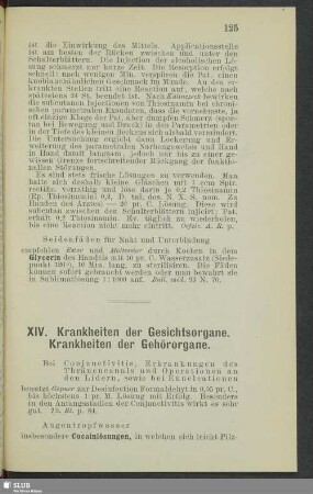 XIV. Krankheiten der Gesichtsorgane. Krankheiten der Gehörorgane