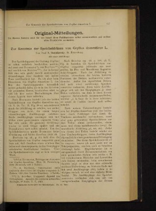 Zur Kenntnis der Speicheldrüsen von Gryllus domesticus L.