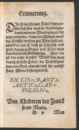Von Kleideren der Junckfraw Maria.