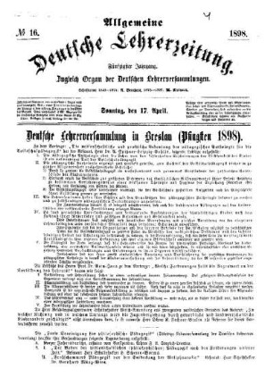 Deutsche Lehrerversammlung in Breslau (Pfingsten 1898)