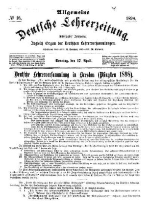 Deutsche Lehrerversammlung in Breslau (Pfingsten 1898)