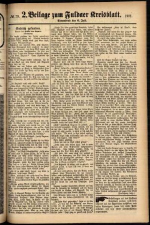 Dritte Ausgabe vom Samstag, den 06. Juli 1901.