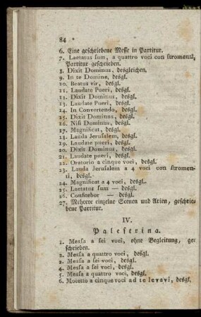 IV. Palestrina