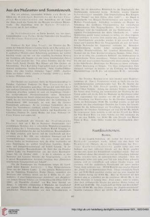 Aus der Museums- und Sammlerwelt / Kunstauktionen / Kunstausstellungen / Neue Kunstbücher / Aus der Künstlerwelt / Berliner Kunstpolitik / Kleine Kunstchronik / Werbung