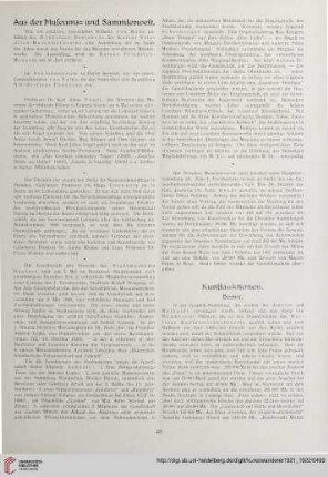 Aus der Museums- und Sammlerwelt / Kunstauktionen / Kunstausstellungen / Neue Kunstbücher / Aus der Künstlerwelt / Berliner Kunstpolitik / Kleine Kunstchronik / Werbung