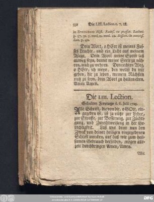 Die LIII. Lection. Gehalten Freytags d. 6. Julii 1725.