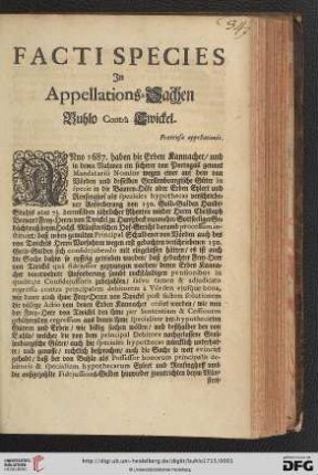 Facti Species In Appellations-Sachen Buhlo Contrà Twickel : Praetensae appellationis