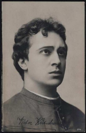 Rollenporträt Victor Kutschera. Fotografie (Weltpostkarte mit Druckautogramm). Wien, um 1890