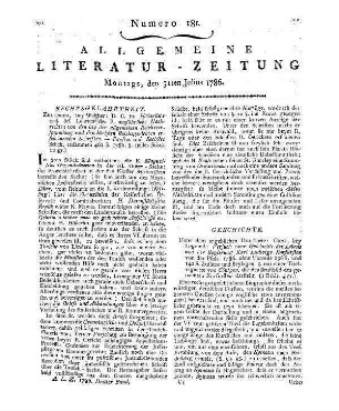 Monatsregister vom Julius 1786