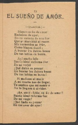 El sueño de amor. : (Canción.)