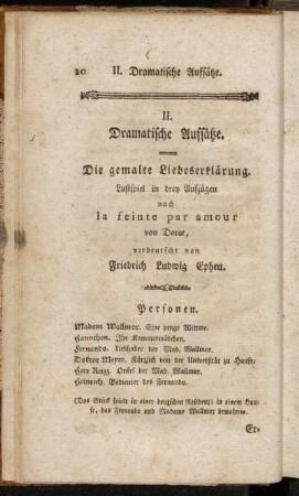 II. Dramatische Auffsätze.