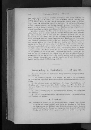 Versammlung zu Marienburg. - 1443 Jan. 20.