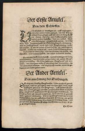 Der Erste Artickel. - Der Zehendt Artickel.